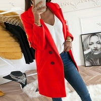 CikeobV zimske jakne za žene dugi vuneni kaput elegantni mješavi kaputi vitki ženski dugi kaput gornji odjeća jakne za žene crvene boje