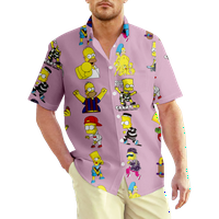 FNYKO Havaijska majica za muškarce dječake Simpsons casual majica kratkih rukava na havajske za odmor