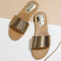Dame Fashion Summer Solid Boja svijetla koža Tanki pojas Kombinacija otvorenih nožnih ravnih sandala