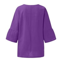 Otvor plus veličine čišćenje žena Ljetne košulje modna obrezana rukav okrugli vrat labava bluza