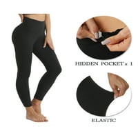 25 Inseam crni vježbanje nogu visokog struka, crna vježba joga hlače sa unutrašnjim džepovima za žene