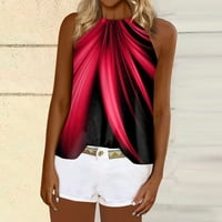 Ljetna prodaja Ženska ležerna labava gornja majica bez rukava crvena m