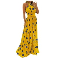 Bazyrey Seunderss za žene bez rukava haljine ženske cvjetne haljeve haljine žuti s