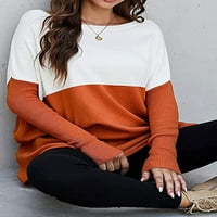 Ženski labavi blok u boji Pleteni džemper s džemper sa džepovima
