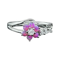 Ružičasti i bijeli zircon dijamantni cvijet modni modni prsten
