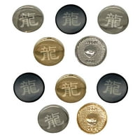 Kineski karakter Simbol zmaj set metala 0,6 šivaći okrugli okrugli gumbi - zlatna boja