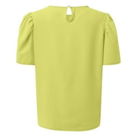 Ženske majice Ženski ležerni okrugli vrat Puff rukav tiskani majica kratkih rukava Top Yellow M