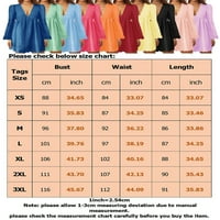 Beiwei Žene Ležerne prilike Solid Color Mini haljine V izrez Labava kratka haljina dugih rukava narančasta