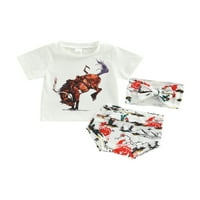 Eyicmarn novorođenčad Dječja djevojka ljetna odjeća, tisak za životinje s kratkim rukavima kratkim majicama