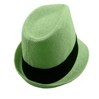 GELANTE Ljetni Fedora Panama Straw HATS sa crnim trakama - Lime Green-S M