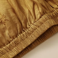 DahIch ženske posteljine hlače Ležerne prilike elastične ljetne hlače s visokim strukom rela fit comfy