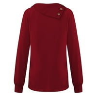 Dukseve za žene Božićne ležerne pulover tiskane vrhove slatke kraljevne majice s dugim rukavima Red-