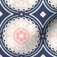 Tkanina od kašike - mornarička ružičasta bijela kruga Djevojke soba otisnuta na laganom pamuku Twill tkaninu od dvorišta - šivaći donji modni ukras