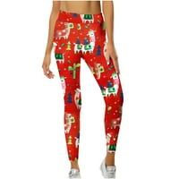 Snoarin Plus size Yoga hlače za žene Božićne trčanje tiskanje elastičnosti casual pantalone vježbanje
