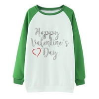 Dahich Valentines Dnevne košulje Žene Plaid Love Heart Valentines Dan Duksera Raglan vrhovi zelene s