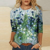 Hesxuno rukave za žene za žene, modne žene New Stil tiskane košulje Ljeto casual crewneck bluze teen