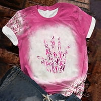 Majica za podizanje raka dojke za žene kratki ružičasti ružičasti grafički grafički grafički vrat Osnovna
