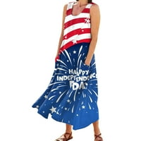 Booker Maxi haljina za žene Dan nezavisnosti Summer Teber haljina bez rukava bez rukava sa džepovima