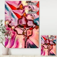 Art DesimanArt vitraž u tamnom ružičastoj i crvenoj modernom i savremenom platnu zidnu umjetnost Art