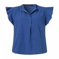 Beiwei Dame Labave ruffled majice dole Ležerne bluza Žene Solidne boje Tunička košulja