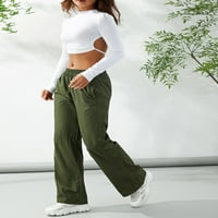 Thaisu ženske ležerne hlače u puni kolor elastični struk ravno-noga sportske pantalone