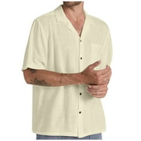 Muška majica Ljeto Muška lapela Dugme kratkog rukava od pamuka s kratkim rukavima od punog casual top
