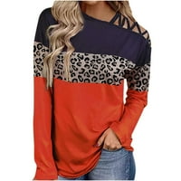 Tunci s dugim rukavima za žene za žene na ramenu za žene jeseni modni blok blok košulje dugih rukava tunika ispisa bluze fragarn