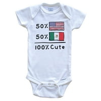 50% američki 50% meksički slatki meksiko USA zastava za bebe Bodysuit, 0- mjeseci bijeli
