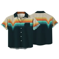Nizini Muškarci Labavi geometrijske tiskane ljetne majice Modni tasteri majica kratkih rukava niz Aloha