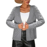 Lroplie Cardigan džemperi za žene dame okrugli vrat dugih rukava pune boje pletene kardigan labav gornji