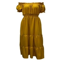 Bomotoo dame Ljeto plaže sa rukama maxi haljine kratki rukav dugačak haljina casual odmor žuta m