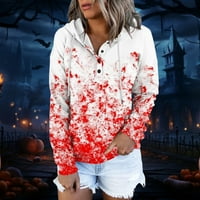 Kostimi za halloween Courtimes Ženska Halloween kapuljača s dugim rukavima, pulover s dugim rukavima, pulover za bluzu bijele 12