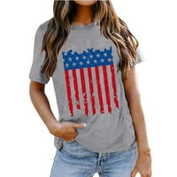 Luiyenes četvrti jul Outfit Žene SAD Star Stripes Kratki rukav Ležerni grafički majica