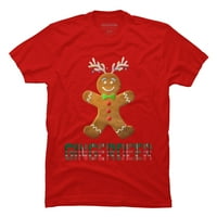 Gingerbread Reindeer Uklapanje porodične grupe Božić Pidžama Muški crveni grafički tee - Dizajn od strane
