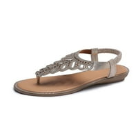 Zodanni ženski ravni potpetice Flip Flops Summer Sandals Cipes Rhinestone Strap Roman Sandals