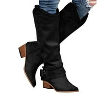 Zapadne kaubojske čizme sa gustom petom pod kolenom PU čizme srednje cijev za žene za žene zimske jesenje