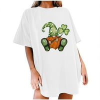 Dnevna majica Odeerbi Trend St. Patrick za žene Čvrsti okrugli vrat kratkih rukava tiskanje labave bluze