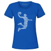 Trgovina 4EVER-a Ženski košarkaš DUNK Silhouette Word Cloud Graphic majica Velika kraljevska plava
