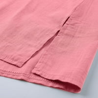 Caveitl ženski vrhovi, ženska ljetna modna modna boja pamučna posteljina kratkih rukava s kratkim rukavima