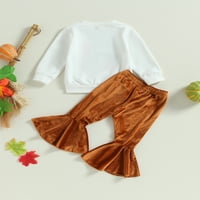 Karuedoo Toddler Kids Girl Halloween Odjeća za odjeću Pismo bundeve Print dugih rukava Velvet Hlače