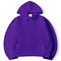 Sanviglor Womenske dukserice Solid Boolos kapuljač kapuljača Džepne dukseve Comfy pulover Sport Purple
