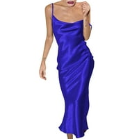 Ženstvena suspendra satenska haljina čvrsta boja temperament Slim Fishtail suknje haljina Ženska casual