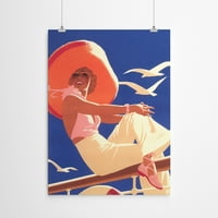 Americanflat Woman na brodskih šina pronađenog slika Press Art Art Print