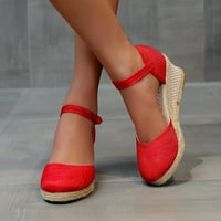 Ženske sandale Crvene sandale za žene Veličina Žene Žene Sandale Klin Niska peta Roman Kinge Dame Fashion