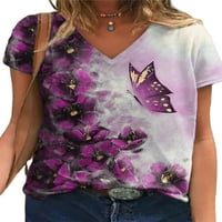 Prednjeg swwalk ženske modne bluze s kratkim rukavima kratka udobna magistrala za žene cvjetna leptir