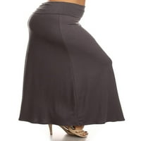 Ženska plus veličina visokog sklopivog elastičnog benda opuštena fit solidna maxi suknja