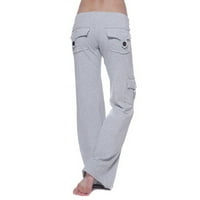 Cuoff Woff Teretne hlače Žene Solid Color Samo uzgoj elastične pojaseve pantalone Sive l