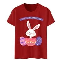 Yyeselk Womens Rabbit u jaja Uskršne tine majice Slatke grafičke vrhove Štednje klirence tunike modne
