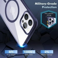 Magnetic Clear za iPhone Pro Case Kompatibilan sa Magsafe [ne-žutilicom] [testirano vojnoj ocjeni] tvrdo s softverskim ivicama, tanka kućišta s udarcem za PRO MA, Clearpurple