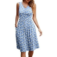 Ljetne haljine za prodaju za žene za žene bez rukava Tipka bez rukava V-izrez Maxi Backless Loot Fit